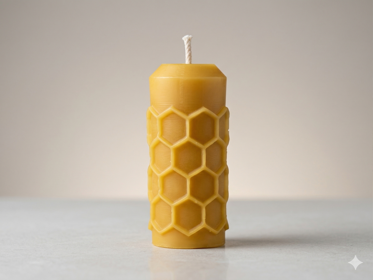 BeesWax World – Bougie en cire d'abeille 100 % naturelle, faite à la main – Mèche en coton, décorative et durable – Différentes formes au choix (Rouleau hexagonal avec abeille – H BeesWax World – Bougie en cire d'abeille 100 % naturelle, faite à la main – Mèche en coton, décorative et durable – Différentes formes au choix (Rouleau hexagonal avec abeille – H